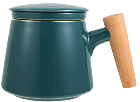 DECHOUS Insulated Tea Cup Strainer and Lid Ceramic Water Cup Bone Mug Office Mug Home Water Simple and Delicate Design