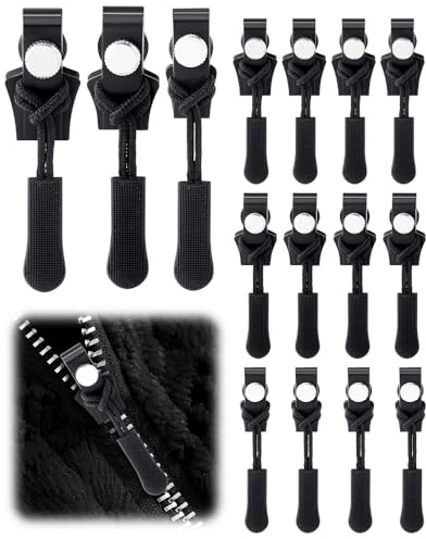 Reißverschluss-Reparatur-Kit - 15 Stück Slider Ersatz, Verstellbarer Pull Fixer für Jacken, Taschen, Gepäck, Zelte und Bekleidungszubehör