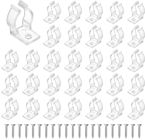 sourcing map U Clips Holder Bracket, Fluorescent Tube Mounting Accessories Support Clamps Pipe Clamps with Screws for 10mm to 12mm Round LED Strip and Tube, 50pcs