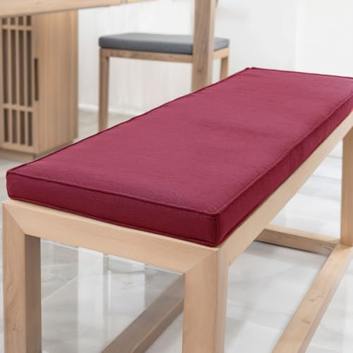 YFHT Bankauflage 120x40x5cm waschbares Bankkissen aus Leinen mit Rutschfester Unterseite und Paspel, Sitzkissen für Gartenbank, Terrasse, Innen Fensterbank, Flurbank, Rattanstühle usw