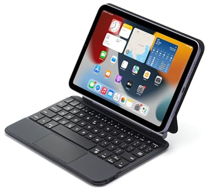 Bueuwe Tastatur Hülle für iPad mini 7 A17 Pro/Mini 6. Generation, Magnetische Tastaturhülle, Schwebender Freischwingerständer, Multi-Touch-Trackpad, Tasten Mit Hintergrundbeleuchtung
