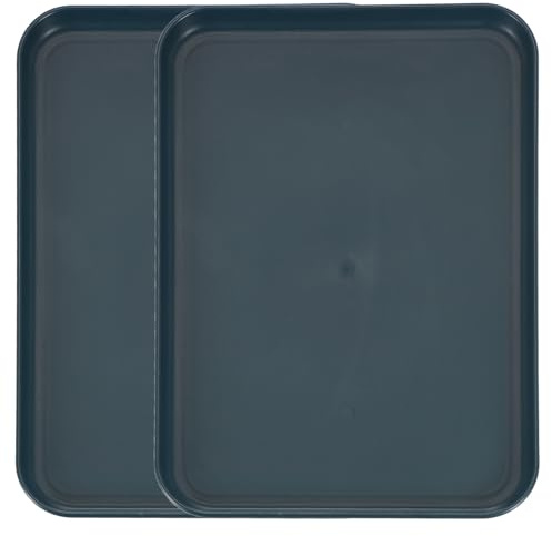 sourcing map 2 vassoi da portata in plastica, 30 x 21 cm, rettangolari, per servire cibo, caffetteria, cucina, ristorante, caffè, frutta, hamburger, pranzo, dessert, nero