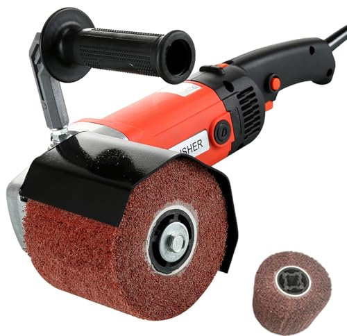 1400W Electric Burnishing Polishing Machine, Handheld Electric Drum Sander Burnisher Polisher with 2 Burnishing Wheels, 6 Speed Adjustable Surface Conditioning Tool for Metal Wood Tile Stainless Steel