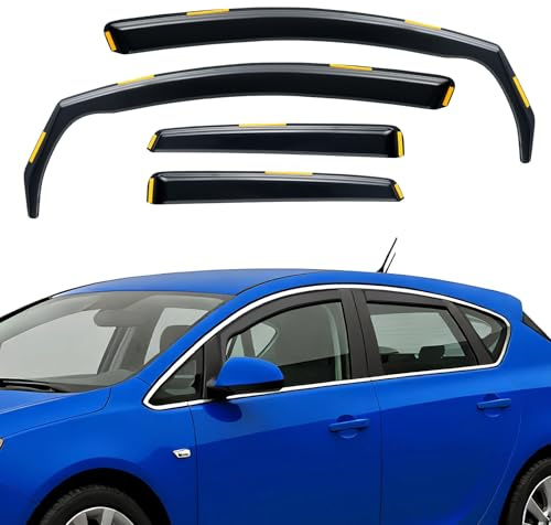GEARCELL 4PCS Wind Deflectors, Rain Guards Window Visor Left & Right in Brown Compatible with Vauxhall Astra J MK6 (2009-2015) 5 Door Hatchback/Saloon Rain Shield Shade Replacement