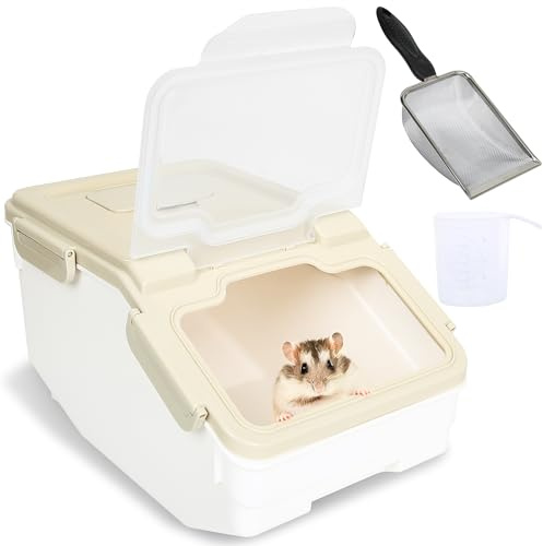 IOKHEIRA Extra Large Chinchilla Sand Bath Kit - Plastic Dust Bath House with Sand Cup & Shovel, Pet Shower Room for Hamster Hedgehog Guinea Pig Squirrel & Small Animals (White)