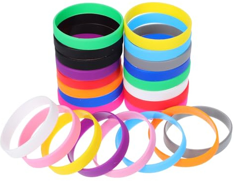 CAXUSD 24 St Färgglada Silikonarmband Mjuka och Bekväma Gummiarmband för Pojke Flicka och Vuxna Återanvändbara Passande för Fester Utomhusaktiviteter och Festivaler