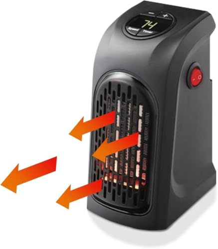 Riscaldamento supplementare su presa per bagno - Mini riscaldatore per presa a muro 400 W, ceramica, termostato 15-32 °C, timer 12 ore, display LED, 2 velocità, basso consumo