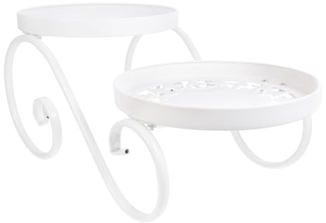 IWOWHERO Supporto Porta Piante da Pavimento in Ferro Battuto Bianco, Scaffale Portafiori Decorativo per Balcone e Soggiorno, Supporto per Vaso di Fiori Resistente e Facile da Posizionare