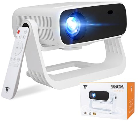 Wielio 2026 Smart Projector Android TV with WiFi 6 and Bluetooth 5.0 Built in 1000+ Apps 240 ANSI Portable Bedroom Mini Movie Projector Support 4K/1080P Auto Keystone & Zoom
