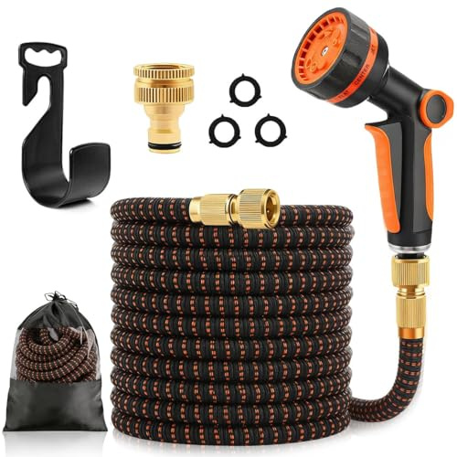 Tuyau d'Arrosage Extensible 22,5 M/75Ft, Tuyau de Jardin Flexible Retractable avec 10 Modes d'Arrosage, Convient aux Robinets de 1/2 et 3/4 Raccords, pour Irrigation, Nettoyage, Lavage de Voiture