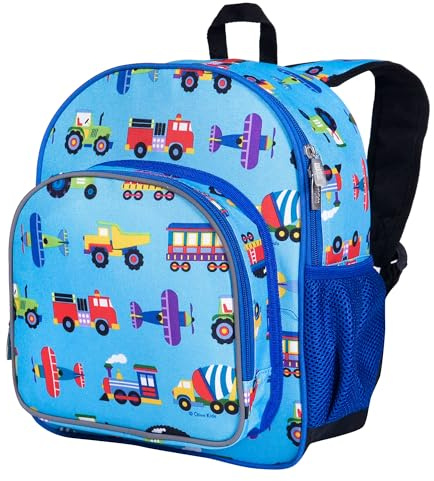 Wildkin Kids 12-inch Toddler Backpack – Padded Lightweight School Bag for Daycare, Preschool & Travel, Adjustable Straps & Multiple Pockets, Boys & Girls Ages 3–7 – Trains, Planes, and Trucks