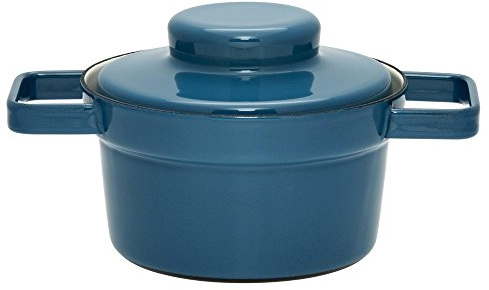 Riess, 2102-200, Topf mit Deckel ? 16cm, AP BLUE, Emaille, Vol. (rec.): 0,8 Liter, Made in Österreich, LBH: 24,1x16,6x12,3cm, 1,326kg, Induktionskocher kompatibel, Gasherd geeignet, Ofenfest