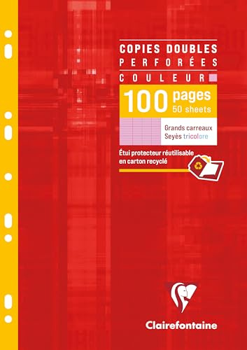 Clairefontaine 4743C Packung Kanzleibögen DIN A4 (gelocht, 100 Blatt, französische Lineatur) 1 Pack rosa