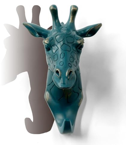 HERNGEE Giraffe Head Single Wall Hook/Hanger Animal Shaped Coat Hat Hook Heavy Duty, Rustic Decorative Gift, Rustic Bronze Color