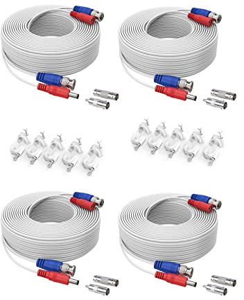 SANNCE - Cavo per video, DC, Connettore Power, BNC - 4 pezzi per CCTV, Telecamera, DVR - lunghezza 30 metri