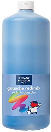 Lefranc Bourgeois 188047 Redimix Tempera Farbe - Primärblau - 2000 ml – Flüssige Gouachefarbe, hohe Deckkraft, wasserbasiert