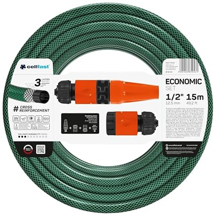 CELLFAST Rasensprenger Set Economic Bewässerung | Komplettes Rasensprenger-Set mit Schnellanschluss für Garten, Rasen und Pflanzen
