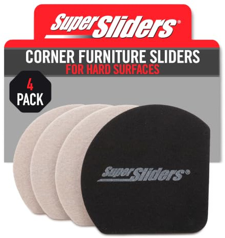 Super Sliders 5 Slide & Hide Reusable Furniture Sliders for Hard Surfaces, Anti-Slip Protective Furniture Moving Pads for Beds, Sofas, Dressers, Set of 4, Beige