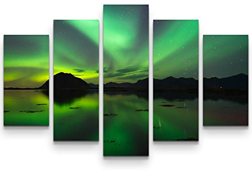 Paul Sinus Art Nordlichter – Grüntöne358 teiliges Wandbild auf Leinwand (Gesamtmaß: 150x100cm)
