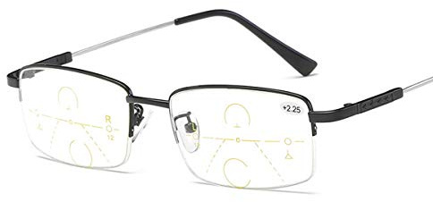 MIRYEA Multifocal Progresivo Gafas de Lectura Hombres Mujeres Computer Filtro de luz Azul de enfoque múltiple Presbicia Inteligente Anteojos Retro de Ligero Marco sin línea Lectores Antirreflejos