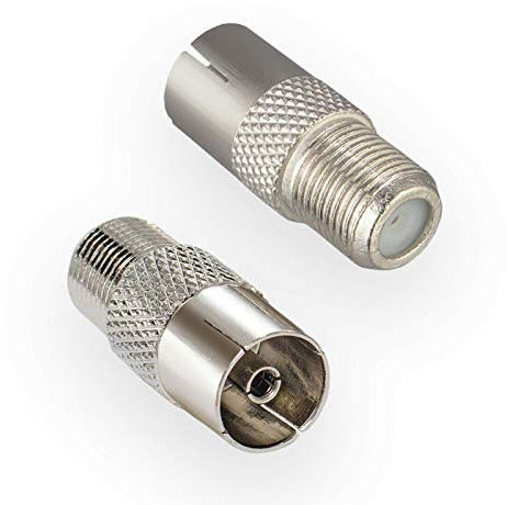 HB-DIGITAL SAT-Antennen-Adapter: F-Buchse (Satelliten DVB-S/S2 Anschluß weiblich) zu IEC-Buchse (Kabelfernsehen DVB-C, Terrestrischer DVB-T2 Anschluß weiblich) Koaxial TV Steckverbinder Vernickelt