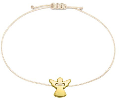 Selfmade Jewelry armband dam skyddsängel guld handgjorda makraméarmband med änglar inkl. presentförpackning, Größenverstellbar bis 21cm, Metall, Ingen ädelsten