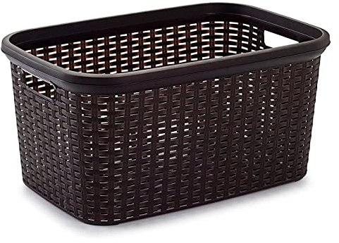 Plastic Forte - Panier à linge rectangulaire style rotin, pongo tout en plastique, panier à linge, disponible en 4 couleurs au choix 53,5 x 36 x 26,5 cm (Wenque)