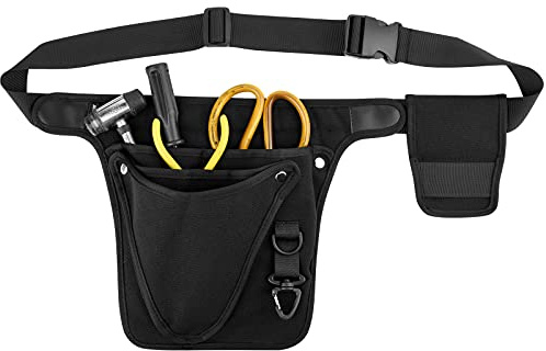 Garden Tool Belt Holster for Women & Men- Womens Adjustable Tool Belt Pouch for Electrician, Carpenter and Construction - LIFETIME Heavy Duty Oxford - Fits from 24 to 53 (Black)