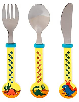 Kids Cutlery Set – 3PCS Childrens Toddler Dinnerware Set Gift for Boys & Girls, Includes Knife, Fork & Spoon, Travel Cutlery Set for Kids (Dinosaur)