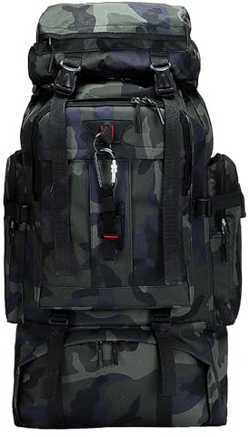 Wanderrucksack 80L,Trekkingrucksack Outdoor Camouflage Wandern Daypacks Wasserdicht Militär Taschen mit USB-Schnittstelle Herren Damen Reisen Camping Jagd Trekking Klettern Wandern (Stadt, 80L)