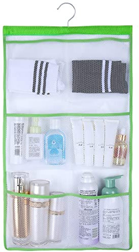 Cestino doccia in rete con 6 tasche portaoggetti, con ganci, consente di risparmiare spazio in bagno e ad asciugatura rapida, ideale per palestra, dormitorio, camper, bagno, viaggi, armadietto della