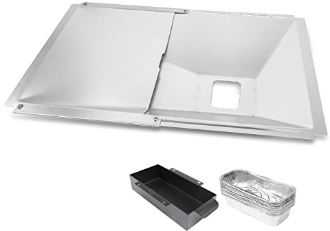 Utheer Universal-Fettwanne mit Auffangwanne und Folieneinsatz für 2/3/4-Brenner-Gasgrill-Modelle, Abtropfschale für Nexgrill, Dynaglo, Charbroil, 10 Stück Aluminium-Auskleidung (38.1 cm,64 cm)