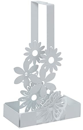Arti & Mestieri Porta Bicchieri Margherite di design 100% Made in Italy, in Ferro, 16x8Px27H cm (Bianco marmo)