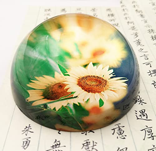 Handgemachte Kristallglas-Sonnenblumen-Blumen-Halbkugel-Briefbeschwerer halbe Kugel Glasornamente Heimbürobedarf Tischdekoration Geschenke