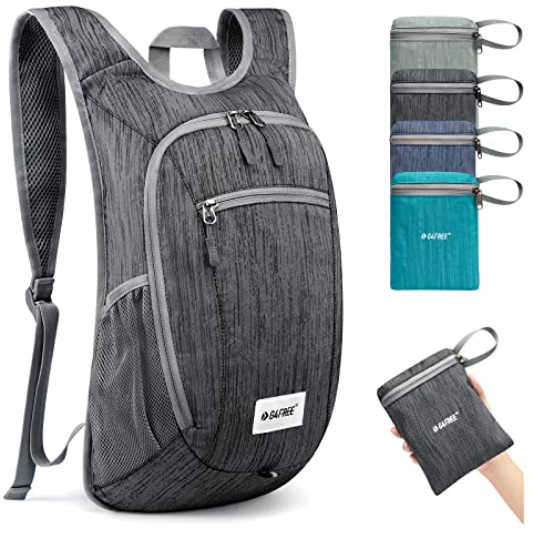 G4Free 10/15/20L Faltbarer Rucksack Klein, Wanderrucksack Leicht | Tagesrucksack Damen Herren für Wandern Fahrrad Outdoor Trekking, Schwarz, 15L