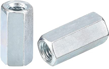 sourcing map 5pcs M6x10x20mm Coupling Nuts - Galvanized Carbon Steel Hex Threaded Rod Coupler for Furniture, Electronic, Industrial