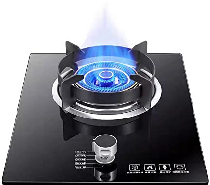 Plaque de Cuisson à gaz Plaque de Cuisson à gaz intégrée 3 Anneaux, cuisinière de Cuisine de 33 cm avec Panneau en Verre Noir Cristal, pour réchauffer, Cuire, bouillir, Frire, mijoter [Classe éne