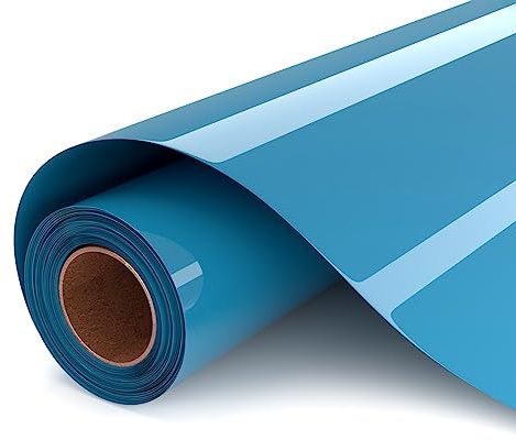 UIOK Plotterfolie Textil Blau Flexfolie Plotter Textil, 30.5x182cm HTV Flexfolie Bügelfolie Plotter Heat Transfer Vinyl für DIY T-Shirt, Transferfolie Pl-otter Flexfoli-e für Cricut (Blau)