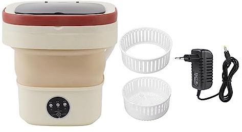 6L Mini-Waschmaschine, Tragbare Eimer-Waschmaschine, Eimer, Faltbar, Automatische Mini-Waschmaschine mit Hochgeschwindigkeitsmotor und Sanftem Schleudergang für Camping, Reisen (Milchkaffeefarbe)