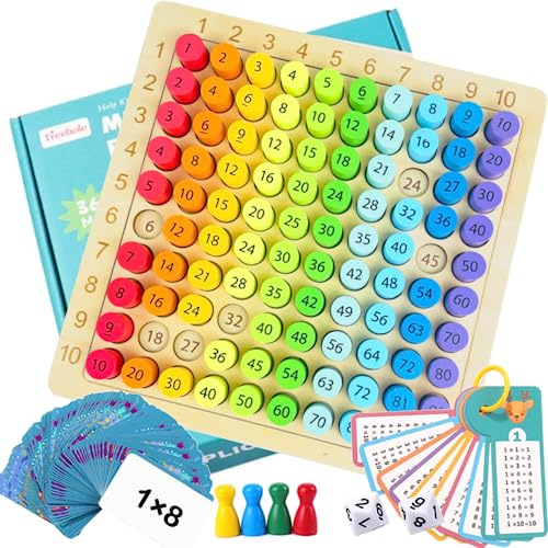 BLOOOK Multiplikationstafel Multiplikationsbrett,1x1Mathe Lernen für Grundschüler,Zahlenlernspiel Aufgaben,Montessori Kinderzählspielzeug,Rechnen Spiel Spaß für Rechenprofis,Lernen leichtgemacht (D)