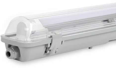 Sonnewelt LED Feuchtraumleuchte 150cm 6500K Kaltweiß 24W 2040lm IP65 Wasserfest T8 Werkstattlampe Röhrenlampe Komplett Wannenleuchte Leuchte für Garage Keller Büro Warenhaus