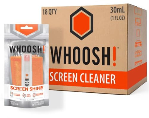 WHOOSH! Screen Cleaner Kit, Set of 18 – Best for – Smartphones, iPads, Eyeglasses, e-Readers, LED, LCD & TVs (1 Oz W/1 Cloth)