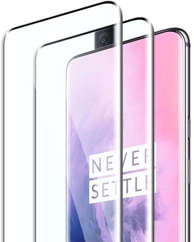 Fyqzio [2 Piezas Cristal templado compatible con Oneplus 7 Pro/Oneplus 7T Pro,sin burbujas,dureza 9H,antiarañazos,3D Cobertura Completa,HD protector de pantalla