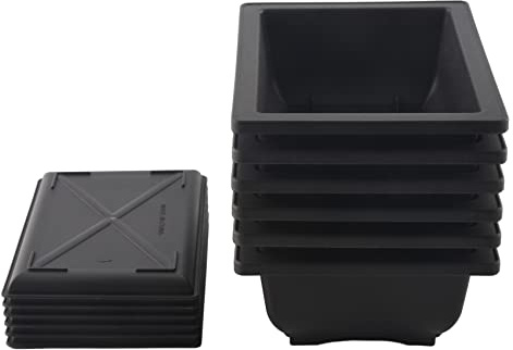 Luntfeiy 6-Teilige Bonsai-TöPfe - Classic Deep Wet Tray mit Eingebautem Netz für Pflanzen, Blumen, Quadratische PlastiktöPfe