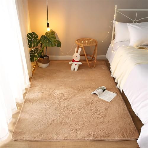 ZWPILY Hochflor Teppich, Einfarbig, Flauschiger Langflor Teppich, Shaggy Flokati, Rechteckig, Pflegeleicht, Wohnzimmerteppich - Fellteppich - Modern Kunstfell Carpet für Schlafzimmer,Khaki,200x250 cm