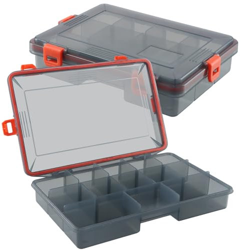 2 Stück Wobbler Box,Tackle Box Shallow,2 Größen Fishing Köderbox-Set,Wasserdichte Köderbox,Blinkerbox,Köderbox,Tackle Box,Hardbait,Kunstköder-Box (Orange)