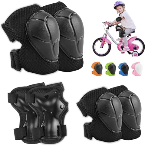 Protezione Kit per Bambini 6 in 1 Protezioni Skateboard Bambino Set di Ginocchiere Protezioni Ginocchiere Gomitiere Tutore Polso Set per Ragazze Ragazzi Skateboard Bicicletta Pattinaggio Monopattino