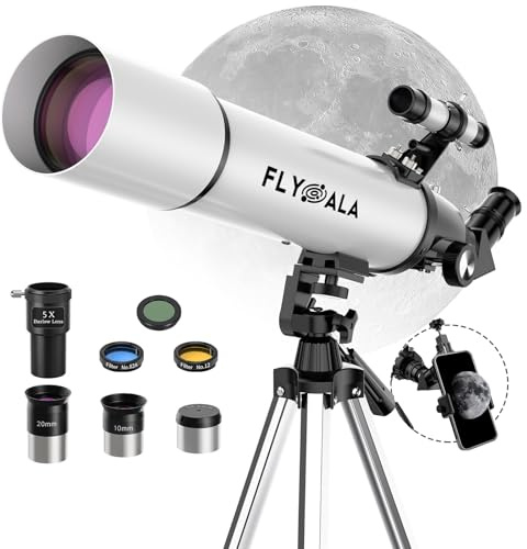 FlyGala 30 x 750 x Teleskop für Erwachsene, leistungsstark, 80 mm Blende, 600 mm Brennweite, Astronomie-Teleskop für Kinder von 8–12, astronomische Refraktor-Teleskope für Kinder von 6–8 über 5