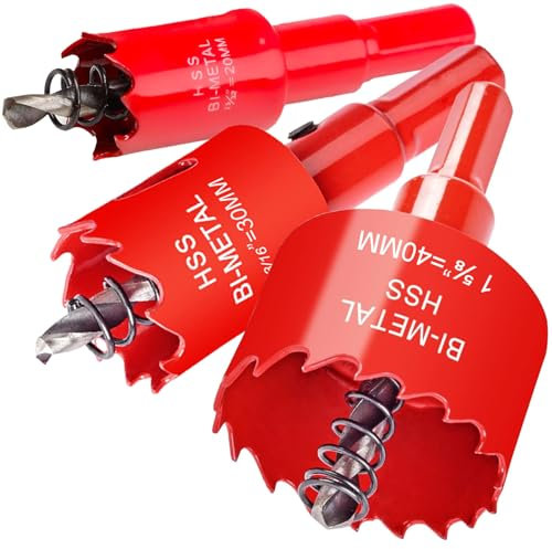 Otutefo Bi-Metall Lochsäge Set, Bohrkrone für Holz, Kunststoff, UPVC, MDF und Gipskarton, dünne Metallbleche, Langlebiger Dosenbohrer (20 mm, 30 mm, 40 mm/je einer)