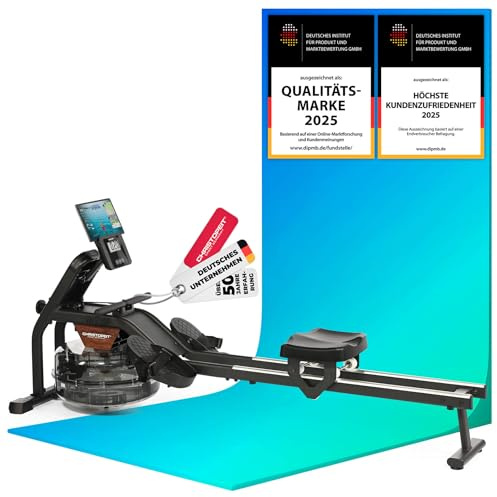 Christopeit Rudergerät für Zuhause – Wasserrudergerät WP 2000 oder Garda - Aluminium-Schiene - Bluetooth - bis 120 kg